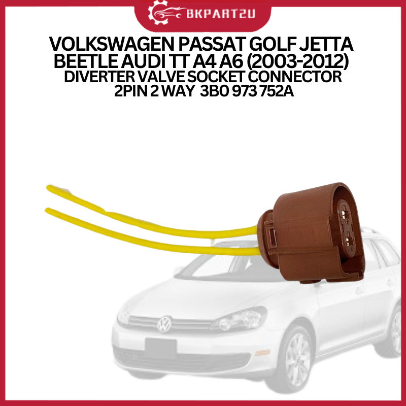 VOLKSWAGEN PASSAT GOLF JETTA BEETLE AUDI TT A4 A6 (2003-2012) DIVERTER VALVE SOCKET CONNECTOR 2PIN 2 WAY 3B0 973 752A