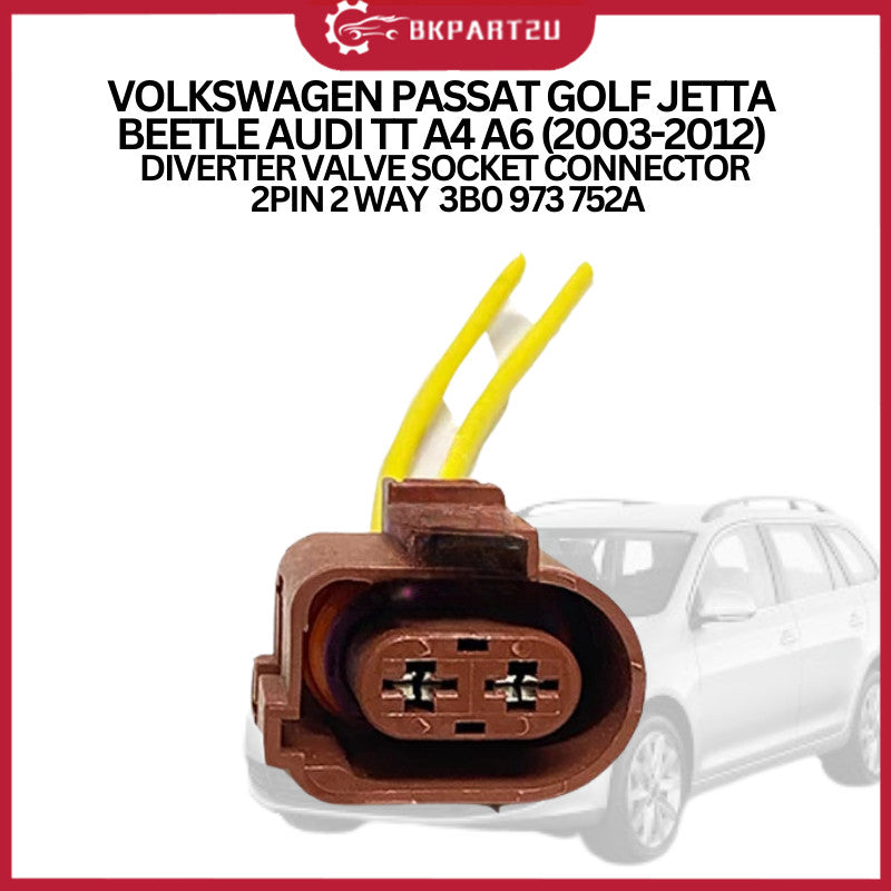VOLKSWAGEN PASSAT GOLF JETTA BEETLE AUDI TT A4 A6 (2003-2012) DIVERTER VALVE SOCKET CONNECTOR 2PIN 2 WAY 3B0 973 752A