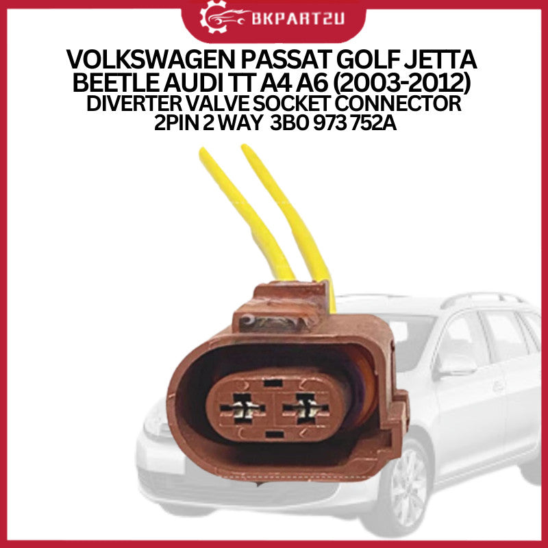 VOLKSWAGEN PASSAT GOLF JETTA BEETLE AUDI TT A4 A6 (2003-2012) DIVERTER VALVE SOCKET CONNECTOR 2PIN 2 WAY 3B0 973 752A