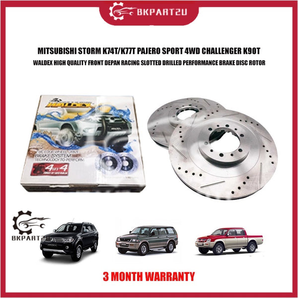 MITSUBISHI STORM K74T PAJERO SPORT 4WD CHALLENGER FRONT DEPAN SLOTTED DRILLED PERFORMANCE BRAKE DISC ROTOR WALDEX 314 MM