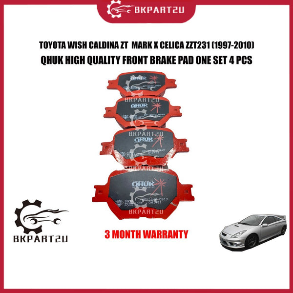 TOYOTA WISH CALDINA ZT MARK X CELICA ZZT231 (1997-2010) Front Brake Pad Made By Qhuk BP-2840M-Q