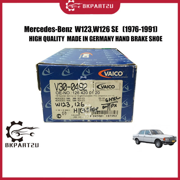 Mercedes-Benz W123 W126 SE (1976-1991) MADE BY VAICO HIGH QUALITY MADE IN GERMANY 🇩🇪 HAND BRAKE SHOE 126 420 01 20