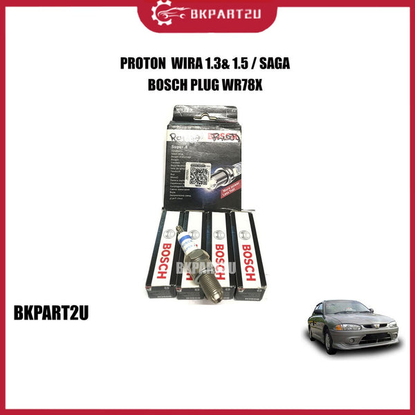 PROTON ISWARA - WIRA 1.3/1.5 MODEL CAR SPARK PLUG BOSCH WR78X SUPER 4 (4PCS)  HIGH QUALITY MAKE IN GERMANY LONG LIFE