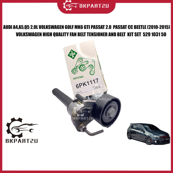 Audi A4,a5,q5 2.0 Volkswagen Golf Mk6 Gti Passat Cc Beetle (2010-2015) Fan Belt Tensioner And Belt Kit Set 529 1031 50
