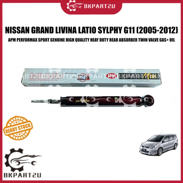 NISSAN GRAND LIVINA LATIO SYLPHY G11 HEAY DUTY REAR ABSORBER TWIN VALVE GAS+ OIL APM PERFORMAX SPORT GENUINE HARGA SET