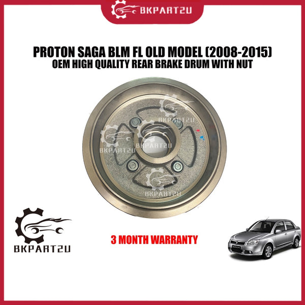 PROTON SAGA BLM FL OLD MODEL (2008-2015) REAR BRAKE DRUM WITH NUT MADE BY OEM 3 MONTH WARRANTY PRICE PER PCS