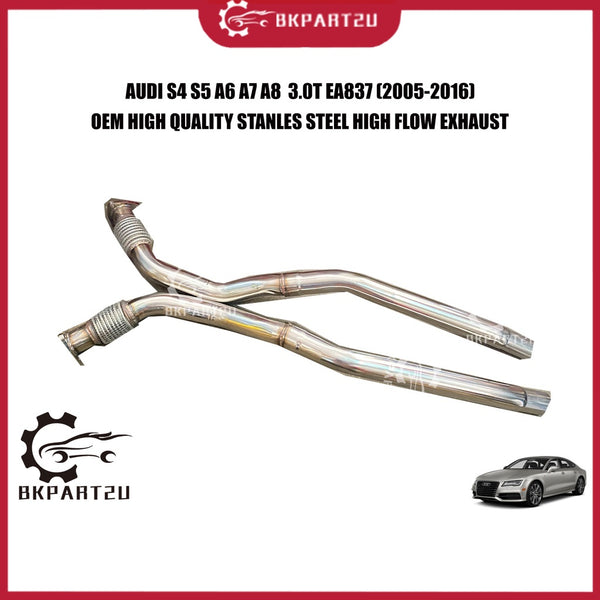 AUDI S4 S5 A6 A7 A8  3.0T EA837 (2005-2016) HEADER STANLES STEEL HIGH FLOW EXHAUST MADE BY OEM 2.7 INCH ONE SET