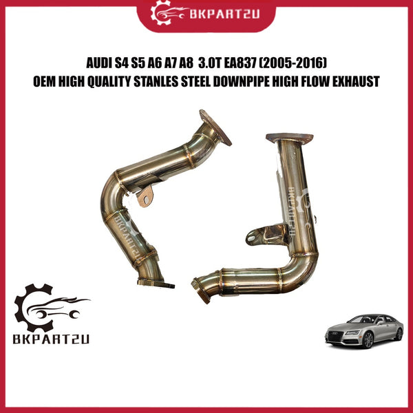 AUDI S4 S5 A6 A7 A8  3.0T EA837 (2005-2016) STANLES STEEL DOWNPIPE HIGH FLOW EXHAUST HEADRER DECAT MADE BY OEM ONE SET