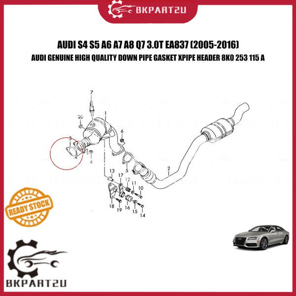 AUDI S4 S5 A6 A7 A8 Q7 3.0T EA837 (2005-2016) DOWN PIPE GASKET XPIPE HEADER EXHAUST GASKET AUDI GENUINE 8K0 253 115 A