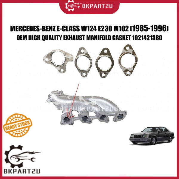 MERCEDES-BENZ E-CLASS W124 E230 M102 (1985-1996) EXHAUST MANIFOLD GASKET ONE SET 4 PCS OEM 1021421380