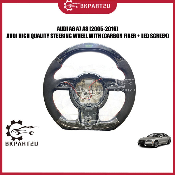 AUDI A4 A5 A6 A7 A8 Q5 (2005-2016) STEERING WHEEL WITH (CARBON FIBER + LED SCREEN) WITH REAL CORBON FIBER FULL CUSTOMISE