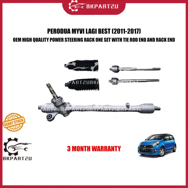 PERODUA MYVI LAGI BEST (2011-2017) POWER STEERING RACK ONE SET WITH TIE ROD END AND RACK END OEM 3 MONTH WARRANTY