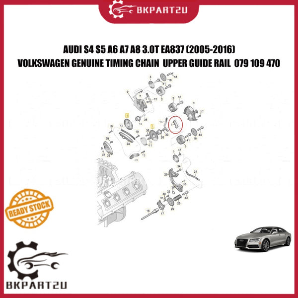 AUDI S4 S5 A6 A7 A8 3.0T EA837 (2005-2016) TIMING CHAIN UPPER GUIDE RAIL 079 109 470 MADE BY AUDI GENUINE PRICE PER PCS