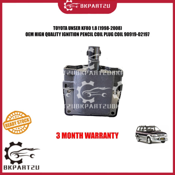 TOYOTA UNSER KF80 LITEACE 1.8 KM36 VAN  IGNITION PENCIL PLUG COIL 90919-02197 OEM 3 MONTH WARRANTY