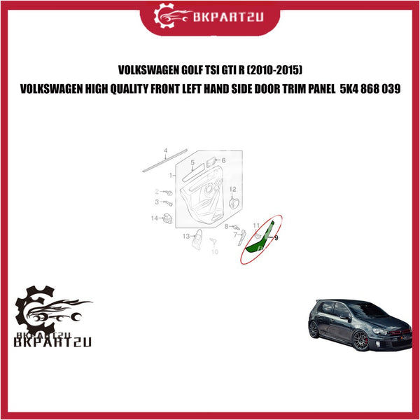 VOLKSWAGEN GOLF TSI GTI R (2010-2015) FRONT LEFT SIDE DOOR TRIM PANEL PINTU MADE BY VOLKSWAGEN GENUINE ORI 5K4 868 039