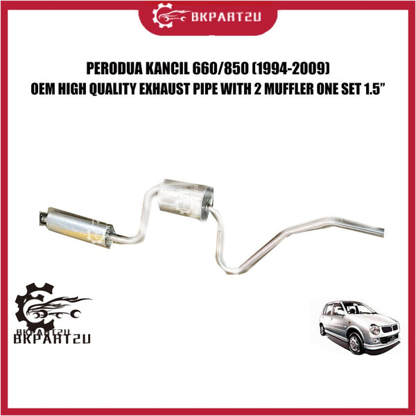 PERODUA KANCIL 660/850 (1994-2009) EXHAUST PIPIING DEPAN KE BELAKANG EXHAUST PIPE WITH 2 MUFFLER ONE SET 1.5’'