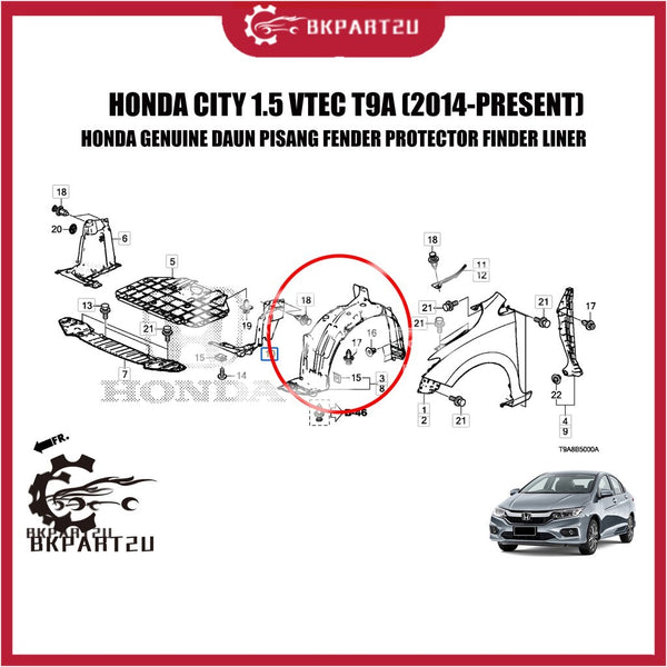 HONDA CITY 1.5 VTEC T9A (2014-PRESENT) DAUN PISANG FENDER PROTECTOR FINDER LINER MADE BY HONDA GENUINE
