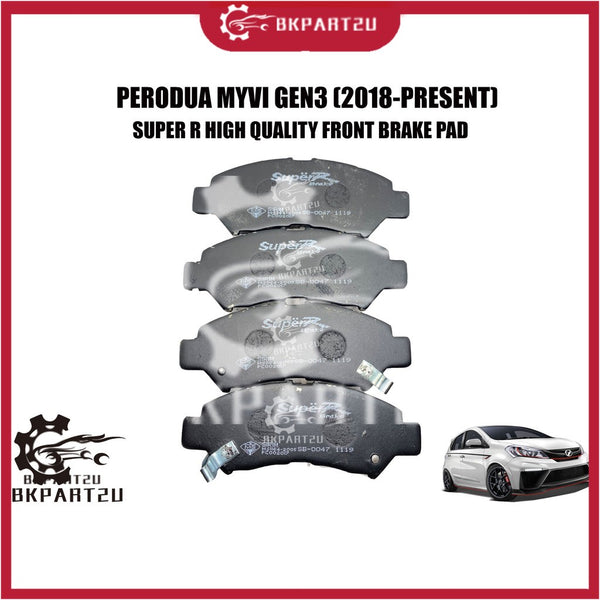 Perodua Myvi 2018 Gen3 D20n New (2018-present) Front Brake Pad Depan Made By Super R 1 Set 4pcs