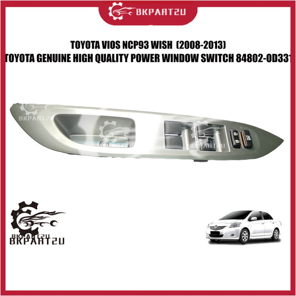 TOYOTA VIOS NCP93 WISH  (2008-2013) POWER WINDOW SWITCH WITH DOOR BASE COVER SILVER  MADE BY TOYOTA ORI 84802-OD331
