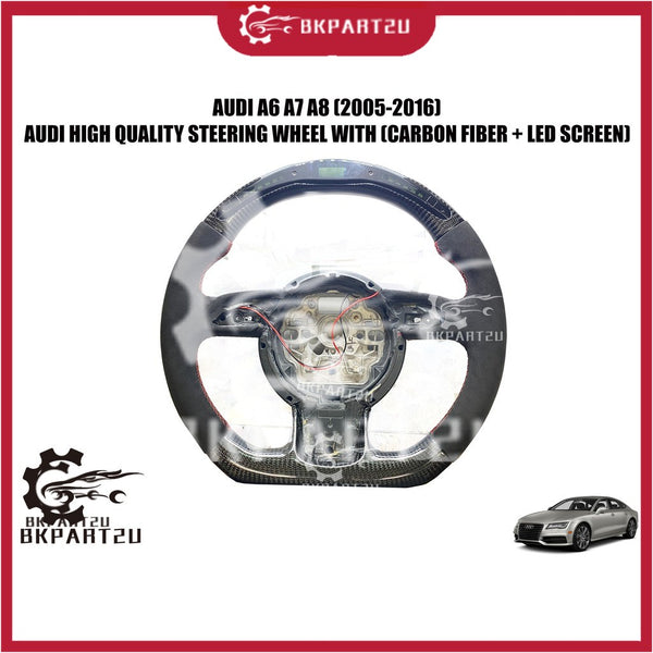 AUDI A4 A5 A6 A7 A8 Q5 (2005-2016) STEERING WHEEL WITH (CARBON FIBER + LED SCREEN) WITH REAL CORBON FIBER FULL CUSTOMISE