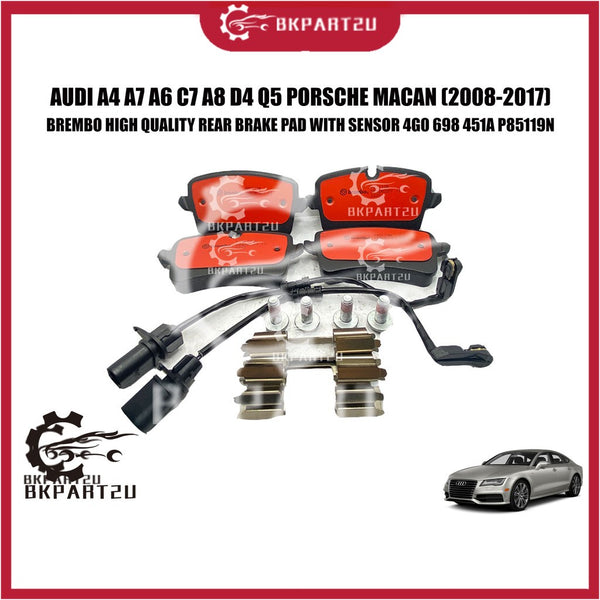 Audi A4 A7 A6 C7 A8 D4 Q5 Porsche Macan (2008-2017) Rear Brake Pad With Sensor Made By Brembo 4G0 698 451A P85119N