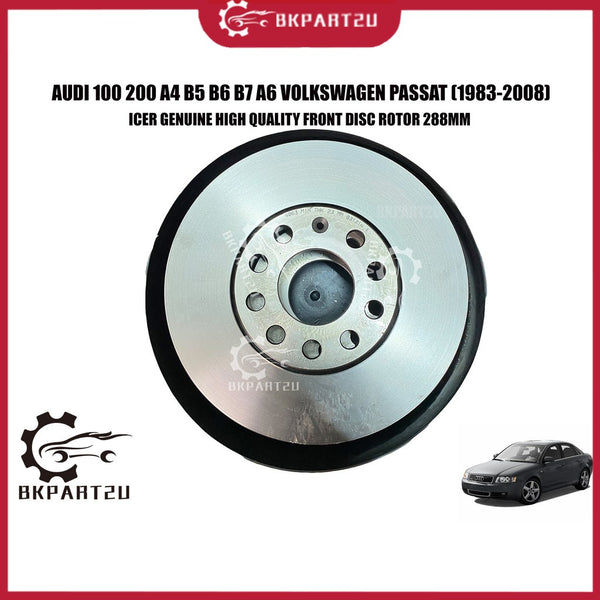 Audi 100 200 A4 B5 B6 B7 A6 Volkswagen Passat (1983-2008) Front Disc Rotor Depan 288mm Made By Icer 8E0 615 301 Q