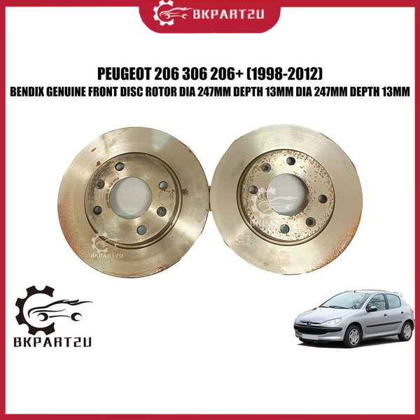 PEUGEOT 206 306 206+ Naza Bestari (1998-2012) Front Brake Disc Rotor Made By BENDIX 562055B 4249A5 247MM