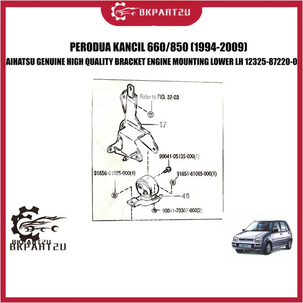 PERODUA KANCIL 660/850 (1994-2009) BRACKET ENGINE MOUNTING LOWER LH KIRI BRACKET BODY MADE BY DAIHATSU 12325-87220-00