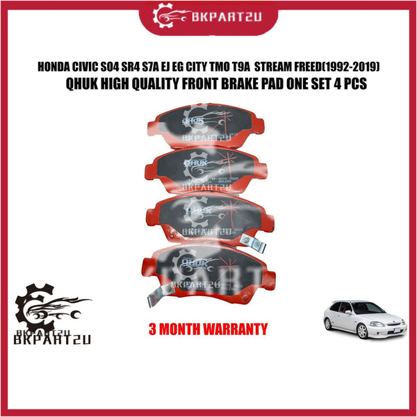Honda Civic So4 Sr4 S7a CR-Z City Tmo T9a Stream Freed VTEC (1992-2019) Front Brake Pad Depan Made By Qhuk Bp-5070