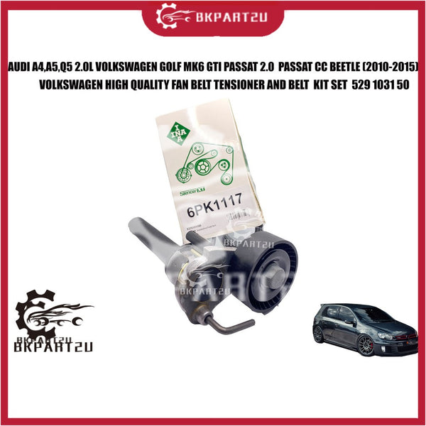 Audi A4,a5,q5 2.0 Volkswagen Golf Mk6 Gti Passat Cc Beetle (2010-2015) Fan Belt Tensioner And Belt Kit Set 529 1031 50