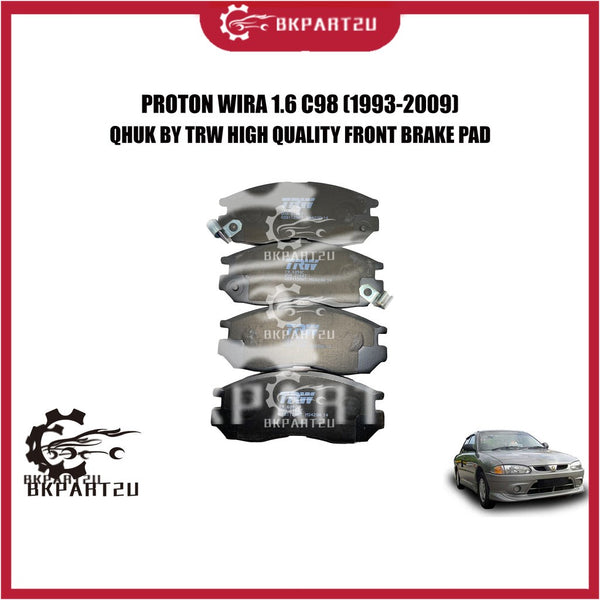 Proton Wira 1.6 Putra 1.8 Satria 1.6 Perdana (1993-2009) Front Brake Pad With Ceramic Depan Made By Qhuk Trw 1 Set 4pcs