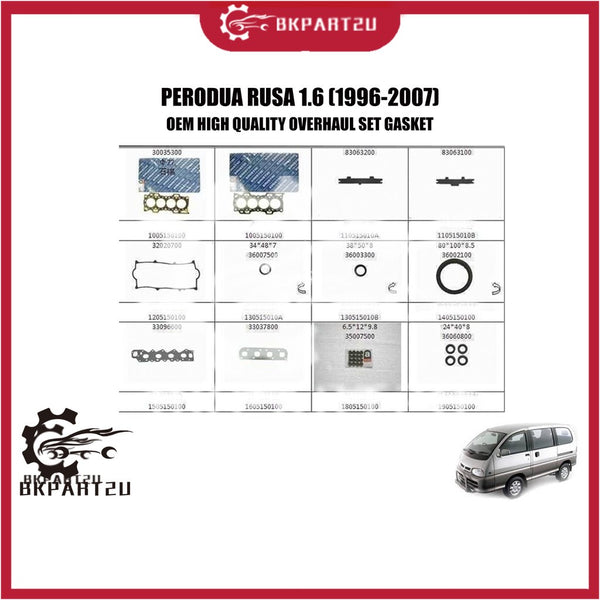 PERODUA RUSA 1.6 (1996-2007) OVERHAUL SET GASKET MADE BY OEM HIGH QUALITY ENGINE FULL OVERHAUL GASKET KIT SET