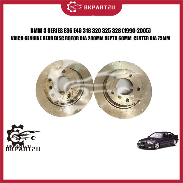 Bmw 3 Series E36 E46 318 320 325 328 (1990-2005) Rear Brake Disc Rotor 280mm Made By Vaico 20-40022 31 21 1 162 289