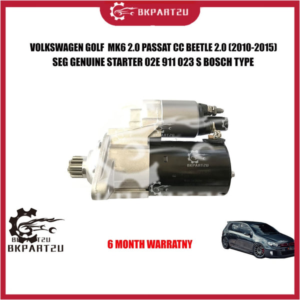 VOLKSWAGEN AUDI A3 GOLF MK6 BEETLE 2.0 (2010-2015) STARTER MADE BY SEG HIGH QUALITY BOSCH 6 MONTH WARRANTY 02E 911 023