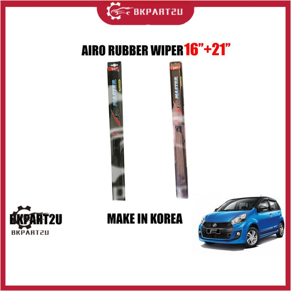 AIRO RUBBER Car Wiper Perodua Myvi Lagi Best  16''+21'' High Quality Nice And Clean Make In Korea ONE SET GET 2 THINGS