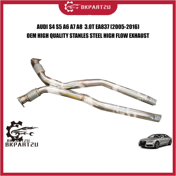 AUDI S4 S5 A6 A7 A8  3.0T EA837 (2005-2016) HEADER STANLES STEEL HIGH FLOW EXHAUST MADE BY OEM 2.7 INCH ONE SET