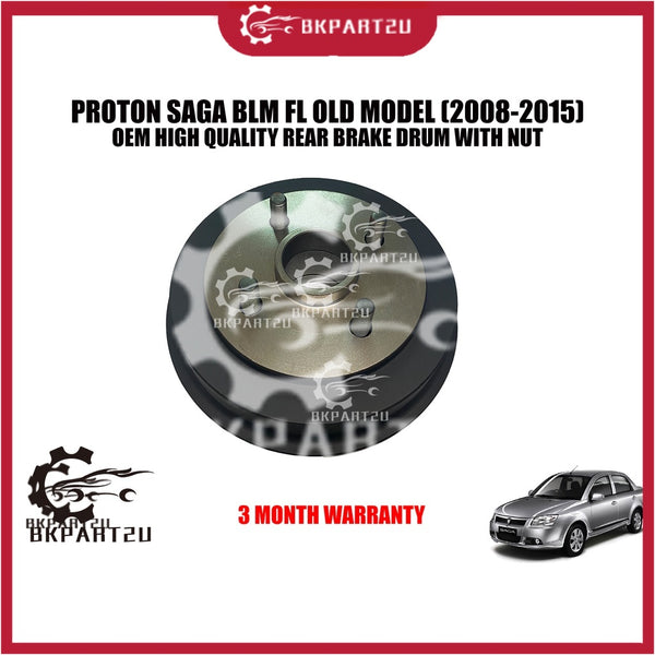 PROTON SAGA BLM FL OLD MODEL (2008-2015) REAR BRAKE DRUM WITH NUT MADE BY OEM 3 MONTH WARRANTY PRICE PER PCS