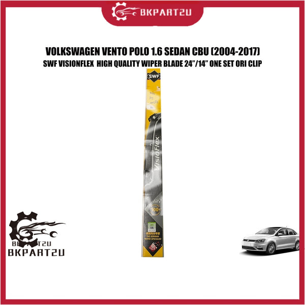 VOLKSWAGEN VENTO POLO 1.6 SEDAN CBU (2004-2017) WIPER BLADE 24’’/14’’ ONE SET ORI CLIP MADE BY SWF