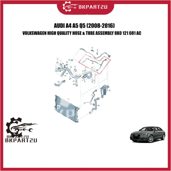 AUDI A4 A5 Q5 (2008-2016) HOSE & TUBE ASSEMBLY MADE BY VOLKSWAGEN / OEM  8K0 121 081 AC