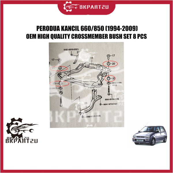PERODUA KANCIL 660/850 (1994-2009) FRONT CROSS MEMBER BUSH MADE BY OEM ONE SET 8 PCS