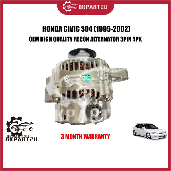 HONDA CIVIC SO4 D15B B16A (1995-2002) ALTERNATOR MADE BY OEM RECON 3 MONTH WARRANTY