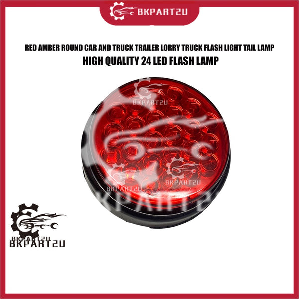 RED AMBER ROUND CAR AND TRUCK TRAILER LORRY TRUCK FLASH LIGHT TAIL LAMP 4 INCH LAMPU BULAT