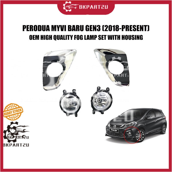 PERODUA MYVI BARU GEN3 (2018-PRESENT)  FOG LAMP SET WITH HOUSING  SPORT LIGHT LAMP READY STOCK MALAYSIA