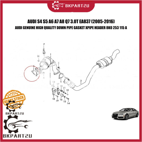 AUDI S4 S5 A6 A7 A8 Q7 3.0T EA837 (2005-2016) DOWN PIPE GASKET XPIPE HEADER EXHAUST GASKET AUDI GENUINE 8K0 253 115 A