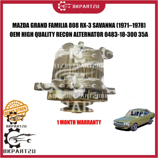 MAZDA GRAND FAMILIA 808 RX-3 SAVANNA (1971–1978) ALTERNATOR 0483-18-300 35A MADE BY OEM 3 MONTH WARRANTY