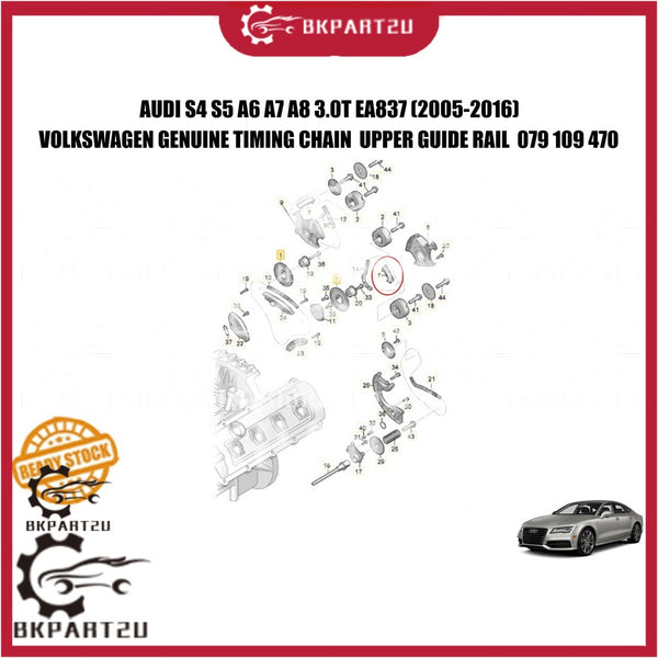 AUDI S4 S5 A6 A7 A8 3.0T EA837 (2005-2016) TIMING CHAIN UPPER GUIDE RAIL 079 109 470 MADE BY AUDI GENUINE PRICE PER PCS