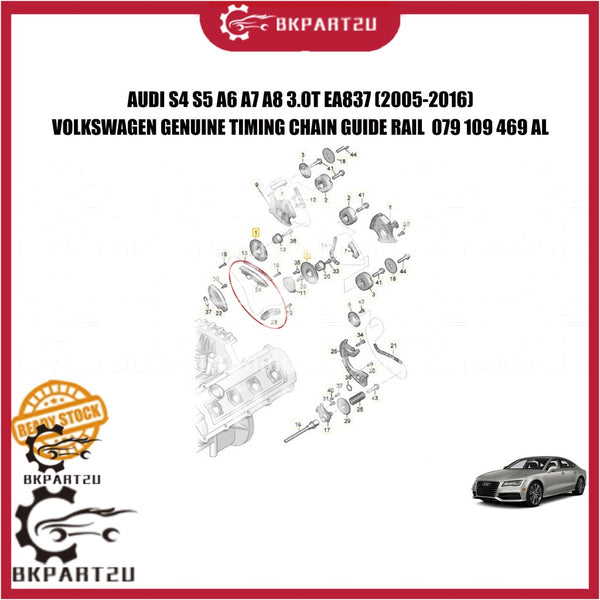 AUDI S4 S5 A6 A7 A8 3.0T EA837 (2005-2016) TIMING CHAIN GUIDE RAIL MADE BY AUDI GENUINE 079 109 469 AM 079 109 469 AL
