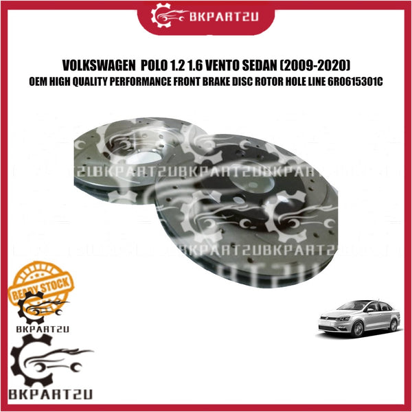 VOLKSWAGEN POLO 1.2 1.6 VENTO SEDAN PERFORMANCE FRONT BRAKE DISC ROTOR HOLE LINE GARIS LOBANG 6R0615301C ONE SET 2 PCS
