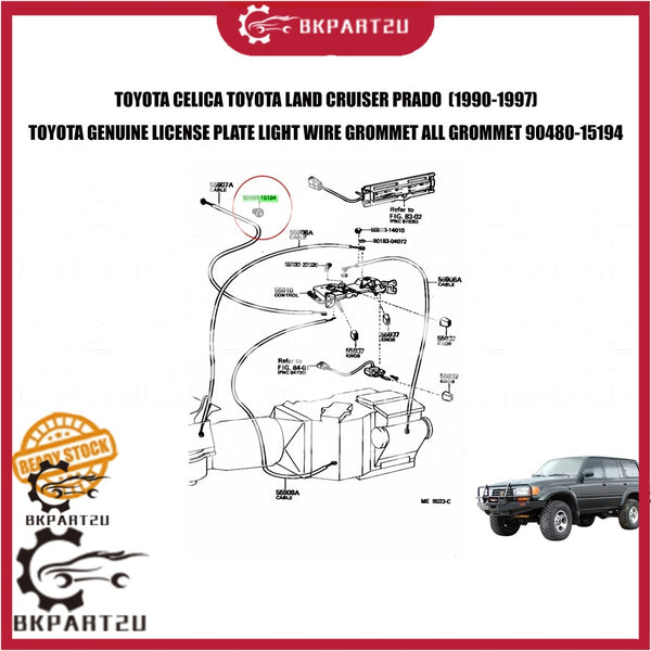 TOYOTA CELICA TOYOTA LAND CRUISER PRADO LICENSE PLATE LIGHT WIRE GROMMET ALL GROMMET TOYOTA GENUINE 90480-15194