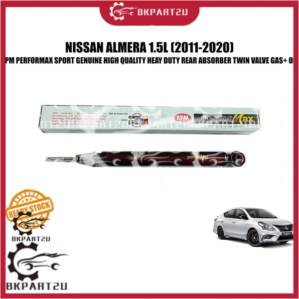 NISSAN ALMERA 1.5L (2011-2020) HEAY DUTY REAR ABSORBER TWIN VALVE GAS+ OIL APM PERFORMAX SPORT GENUINE HARGA SATU SET 2